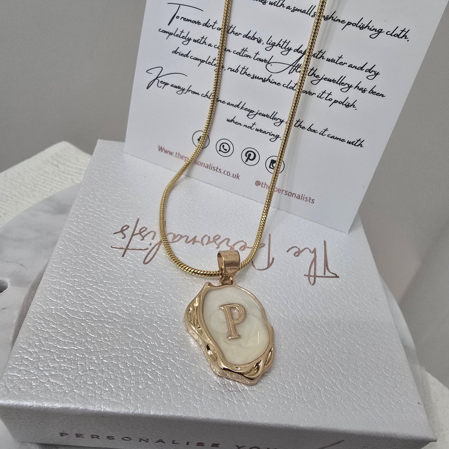 White Pearl Initial Necklace