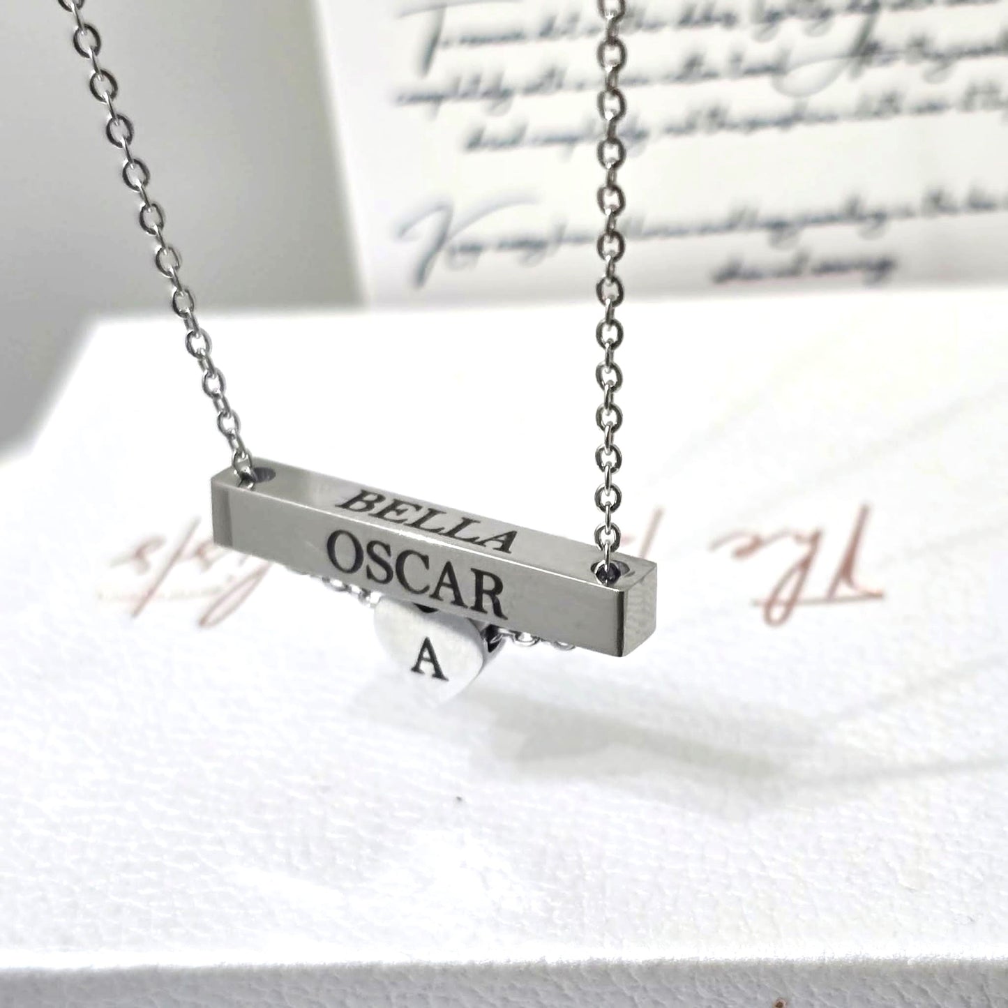 Bar & Heart Necklace - The Personalists