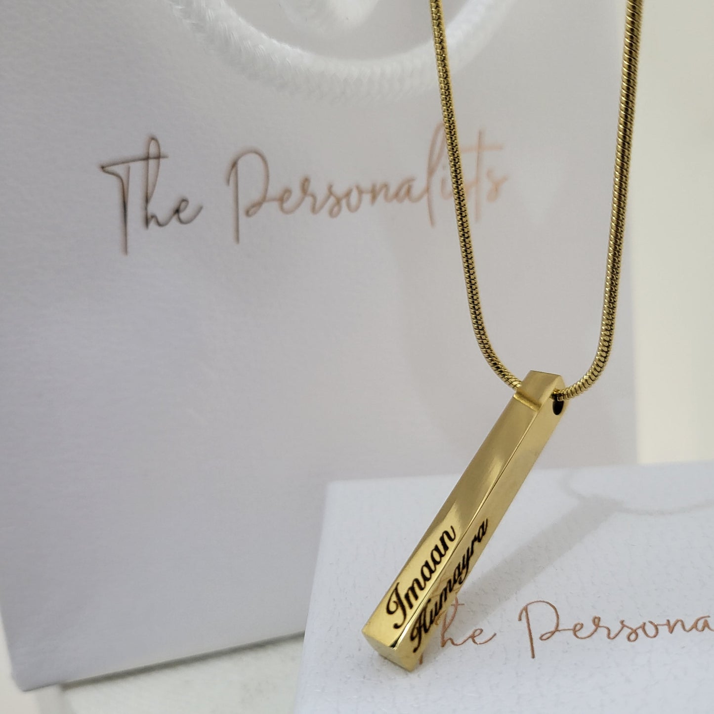 Men's Vertical 3D Bar Necklace - The Personalists