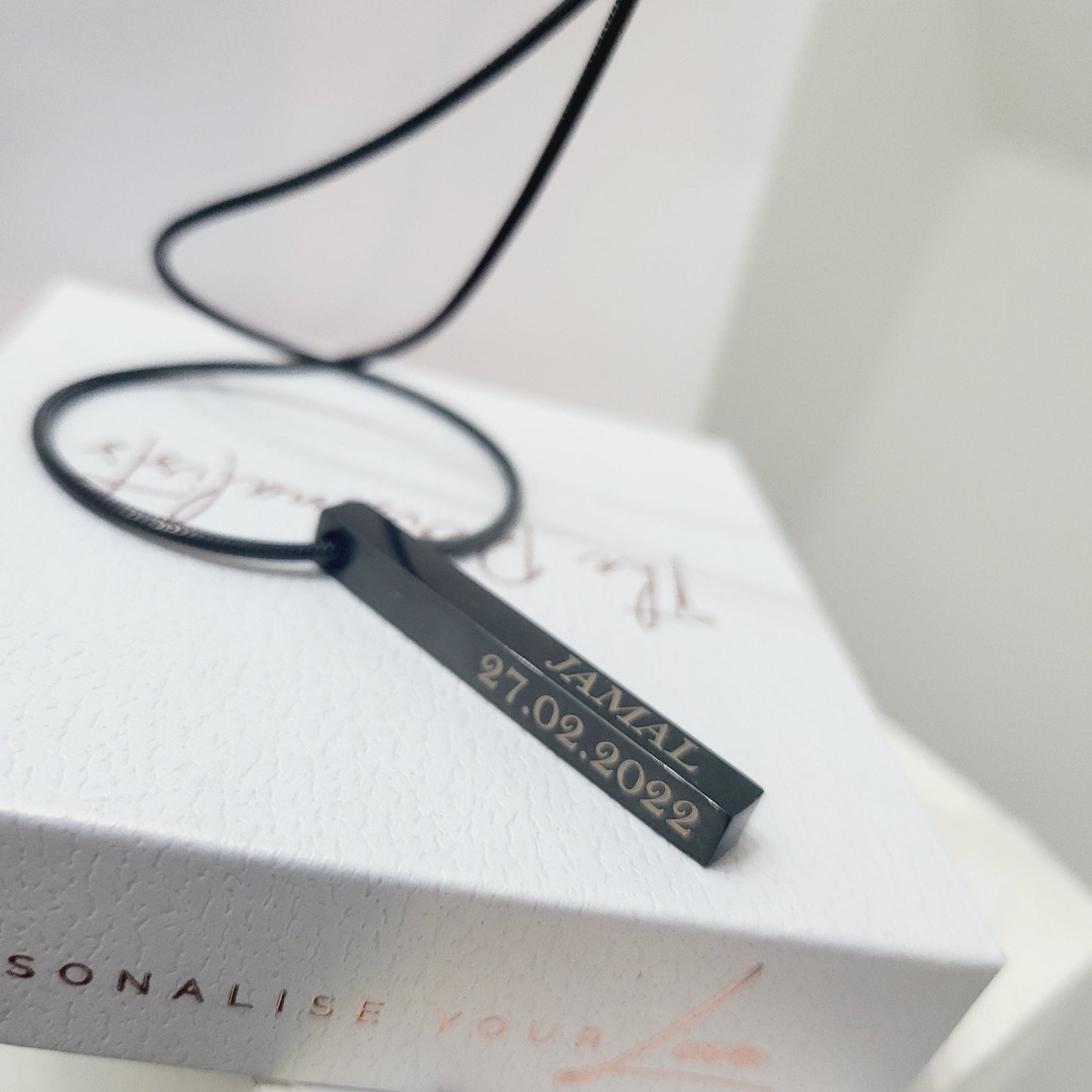 Men's Vertical 3D Bar Necklace - The Personalists