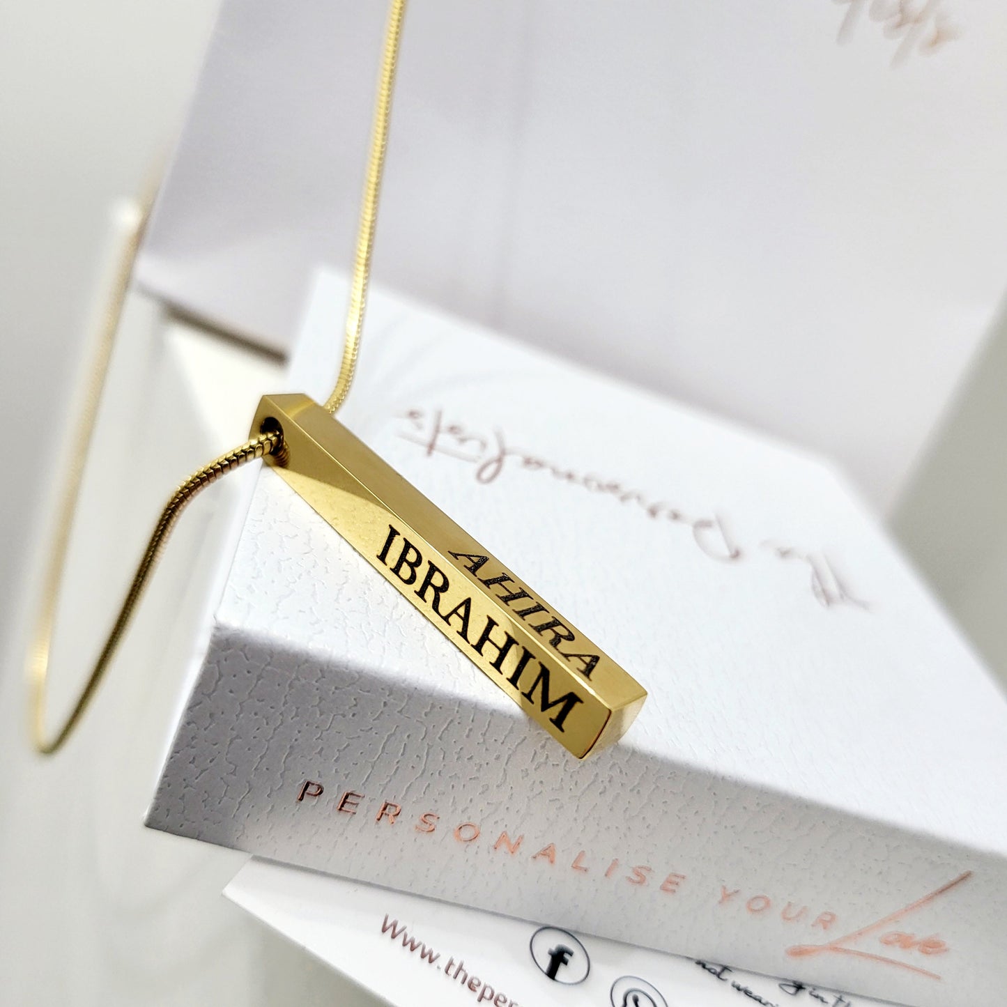 Men's Vertical 3D Bar Necklace - The Personalists