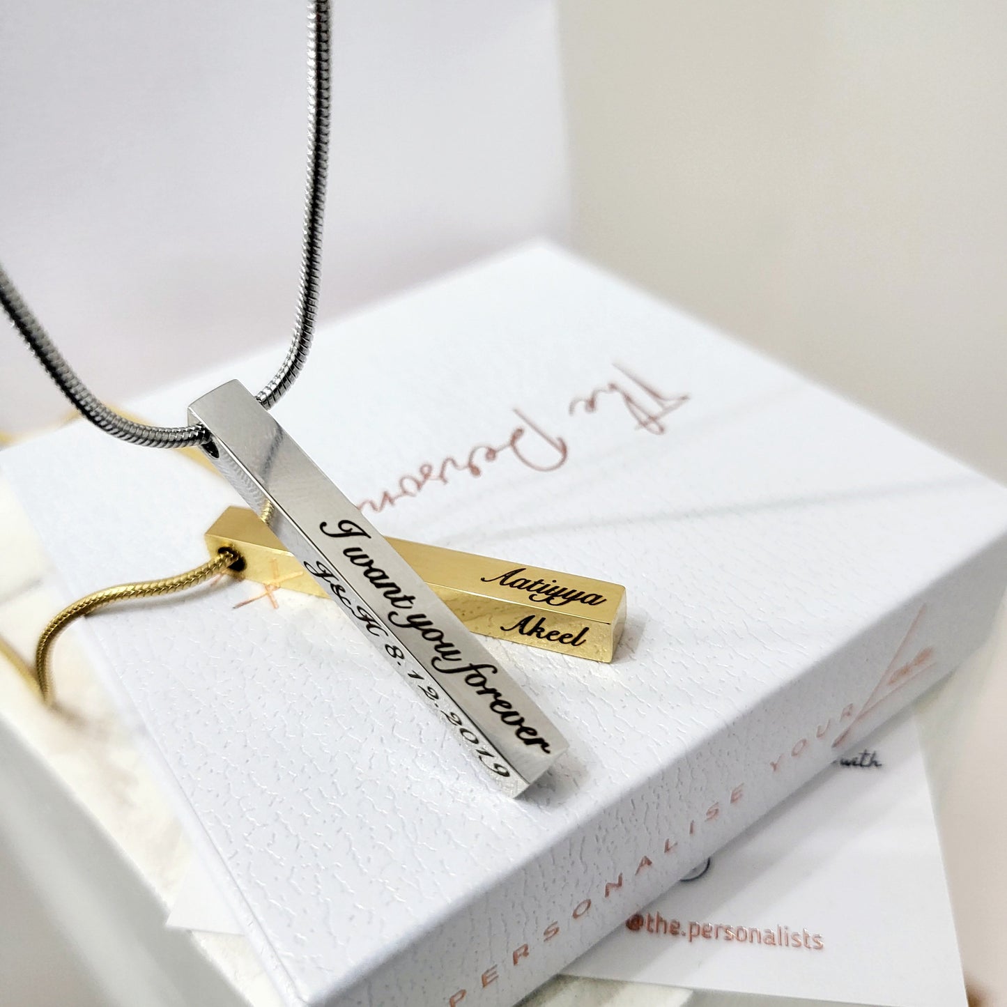 Men's Vertical 3D Bar Necklace - The Personalists