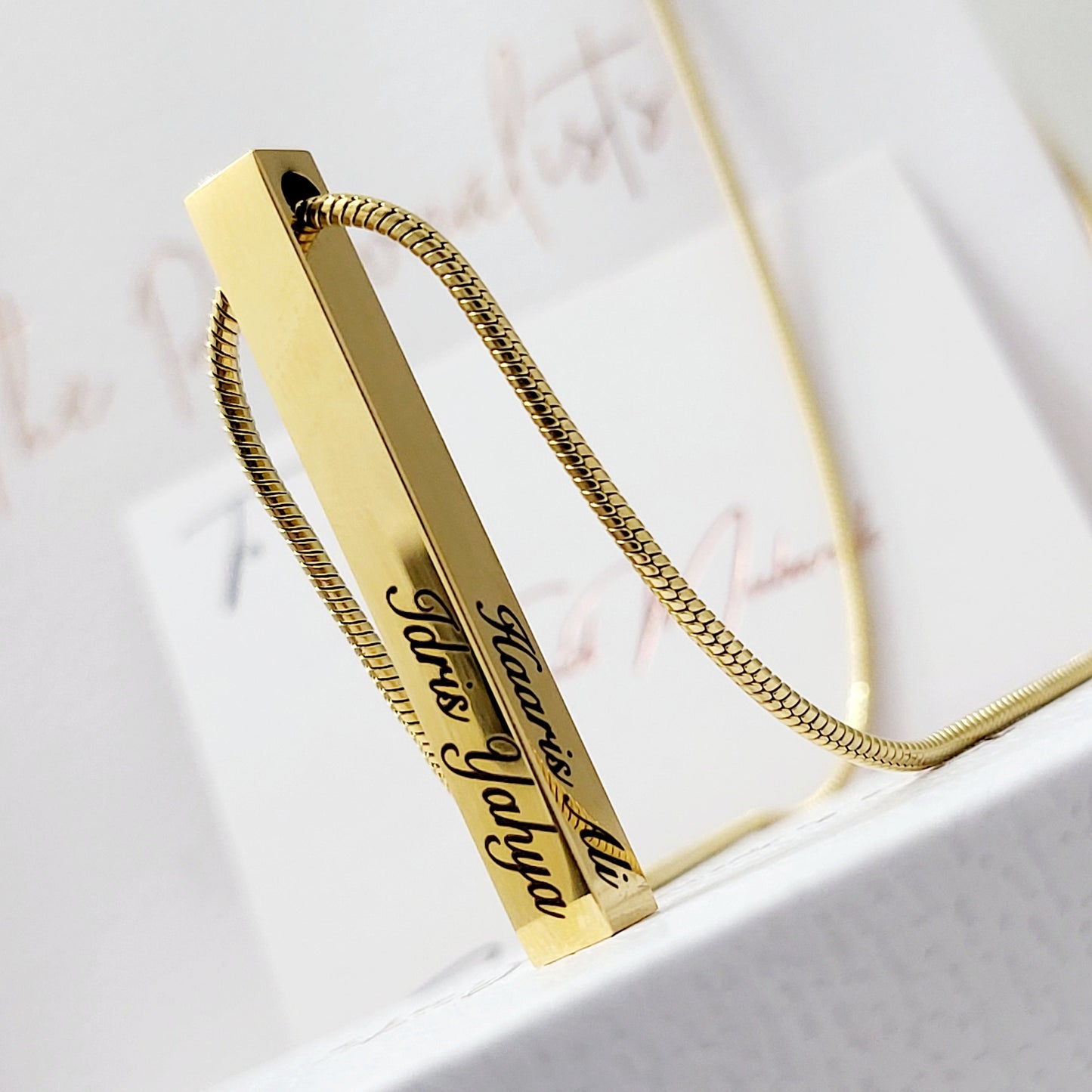 Men's Vertical 3D Bar Necklace - The Personalists