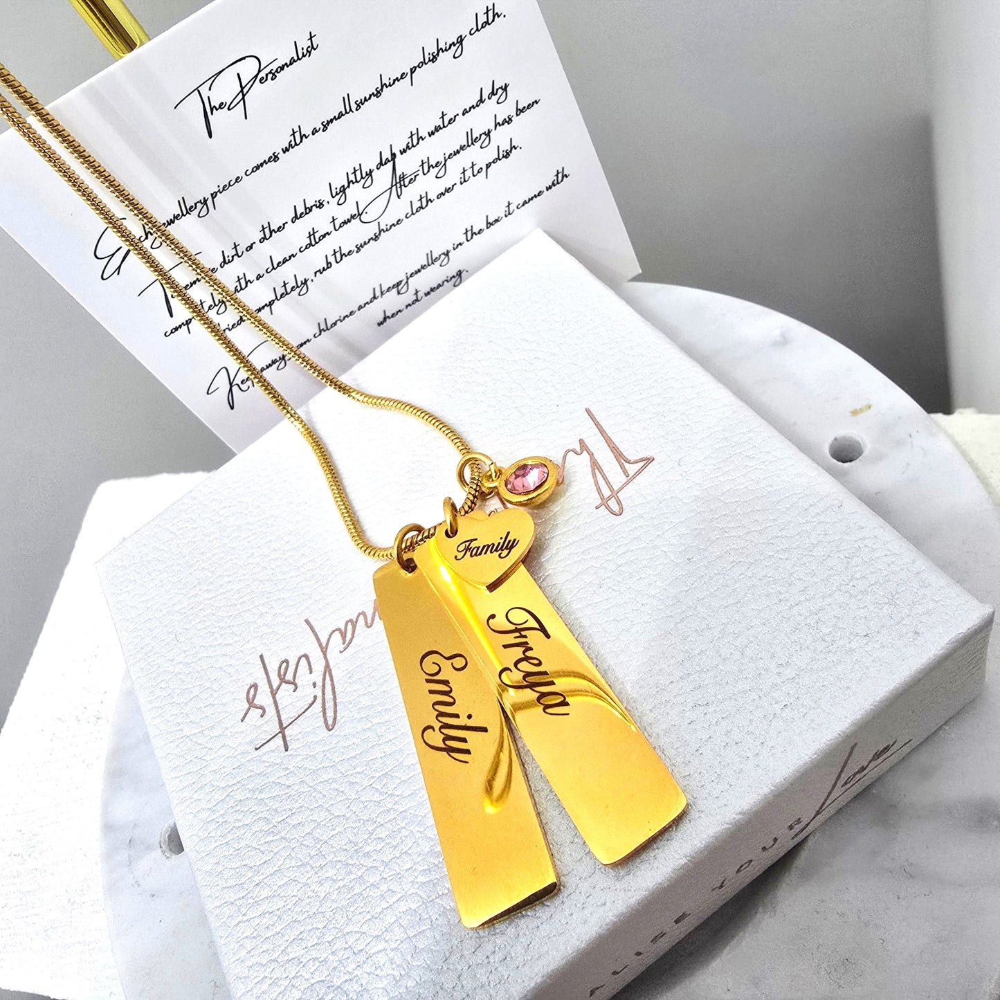 Bar & Heart Necklace - The Personalists