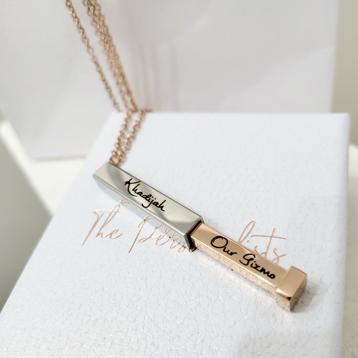 Rectangular 3D Bar Extending Bar Necklace - The Personalists