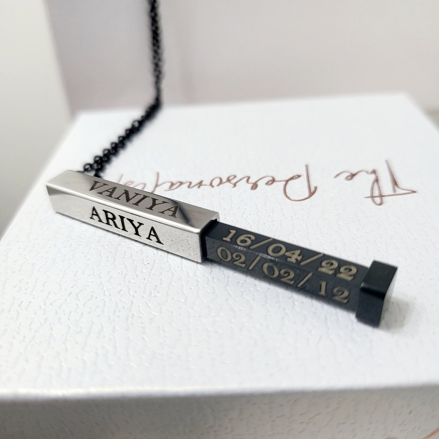 Rectangular 3D Bar Extending Bar Necklace - The Personalists