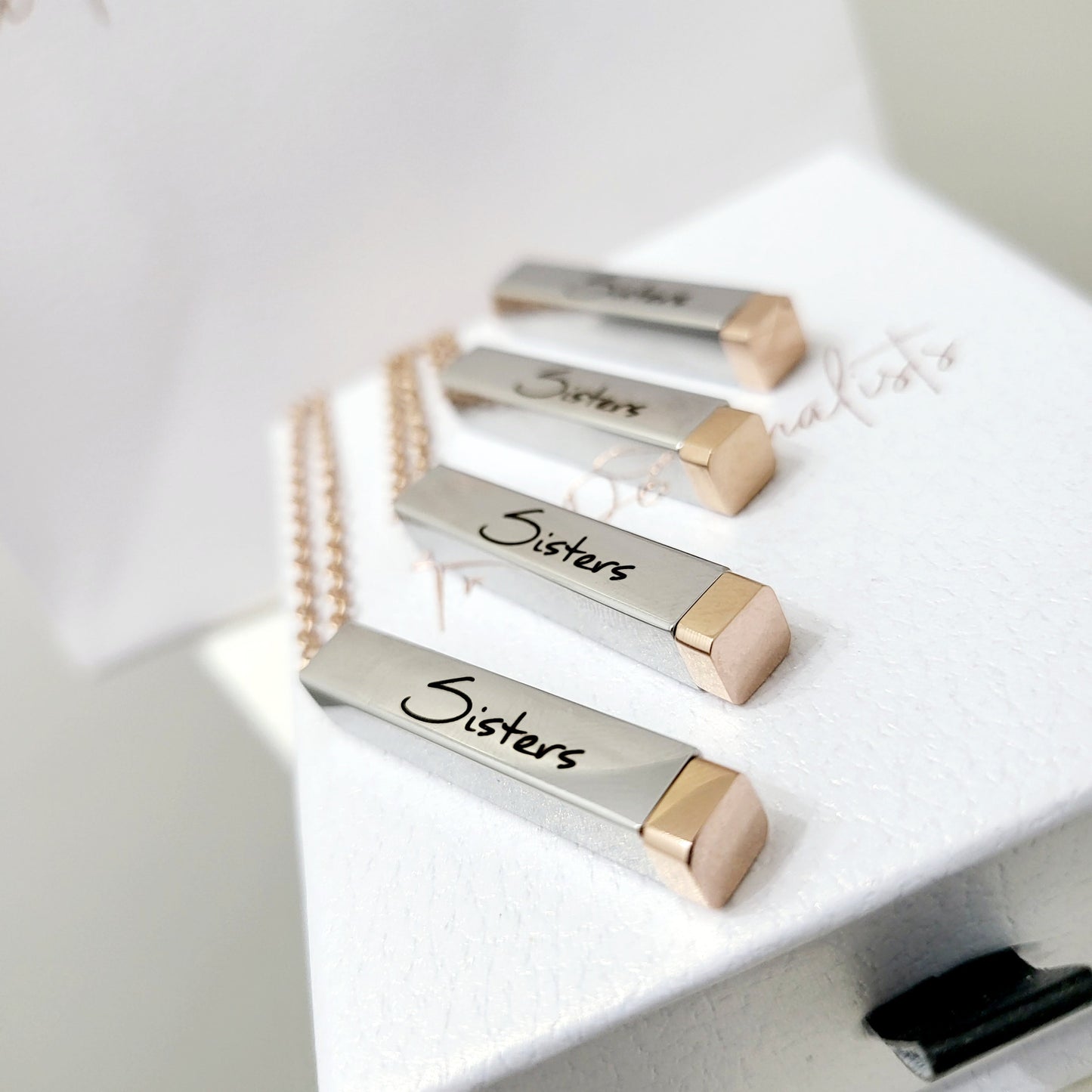 Rectangular 3D Bar Extending Bar Necklace - The Personalists