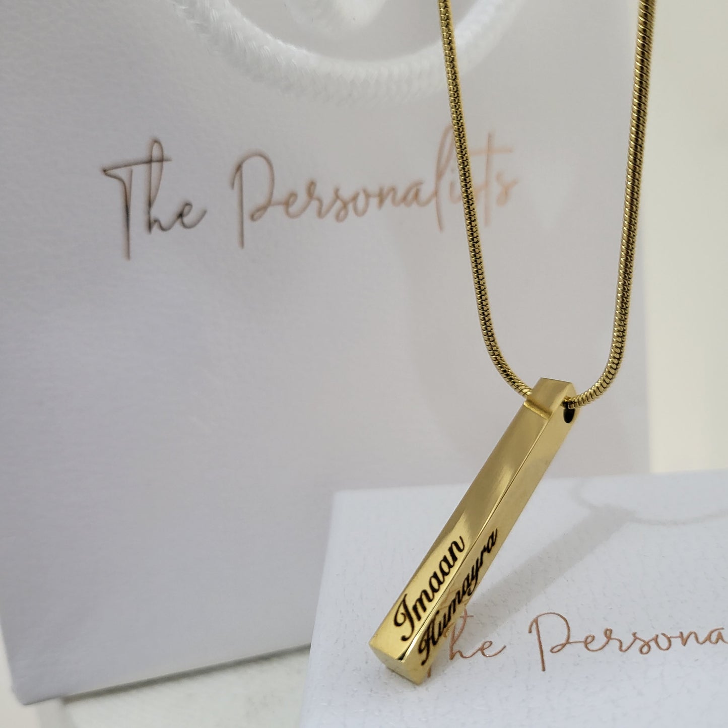 Vertical 3D Bar Necklace - The Personalists