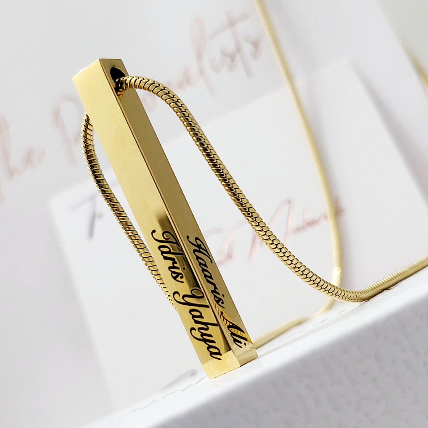 Vertical 3D Bar Necklace - The Personalists