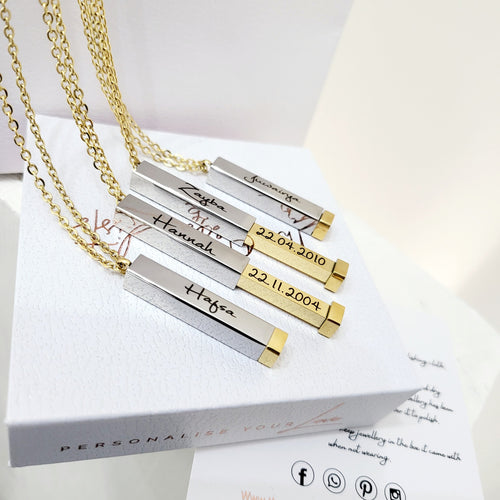 Rectangular 3D Bar Extending Bar Necklace - The Personalists